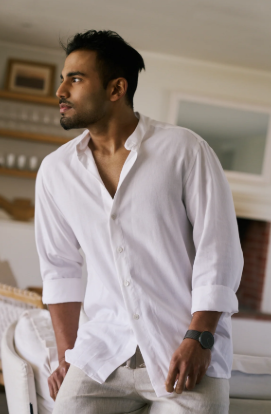 Beige Elegant Collar Shirt